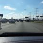 On the road. 