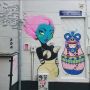 Street art in my neighborhood. 
This mural is literally around the corner  from my house. We noticed a small new addition in the top right corner going up last weekend #fafi #karaoke #littlemad #RLD #
