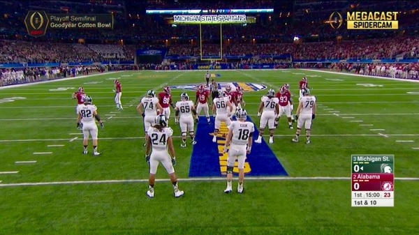 Awesome @CFBPlayoff #CottonBowl @espn Megacast Spidercam! @MSU_Football #Spartans @AlabamaFTBL #RollTide #CFBPlayoff