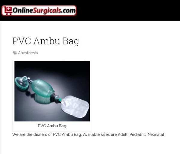 Purchase Quality PVC Ambu Bag Online at Online Surgicals