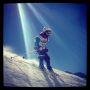 Faye on her way down a black run. Impressive.