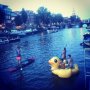 Taking Duckie on a evening tour #sup #duckie #myduckisbiggerthanyourduck