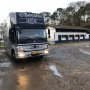 De ene vrachtwagen aangekomen in Dax, wij net in Vejer de la Frontera.
