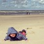 a few seconds before her first sand tasting
