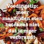 "Je hebt vast wel eens gehoord dat je 6 of 7 maaltijden moet eten voor optimale verbranding. Nou, daar is helaas niets van waar. Natuurlijk hebben ze dit verschillende keren proberen aan te tonen, zelfs in “metabolic ward studies” waar de inname en verbranding van de deelnemers uiterst zorgvuldig werd gecontroleerd over 24 uur. Er werd geen verschil gezien in de verbranding tussen deelnemers met een “nibbling” eetpatroon (6-7 eetmomenten) en een “gorging” eetpatroon (1-2 eetmomenten).
Belangrijk is natuurlijk dat de hoeveelheid calorieën en eiwitten gelijk zijn tussen de twee groepen". @nurdin_pattipilohy